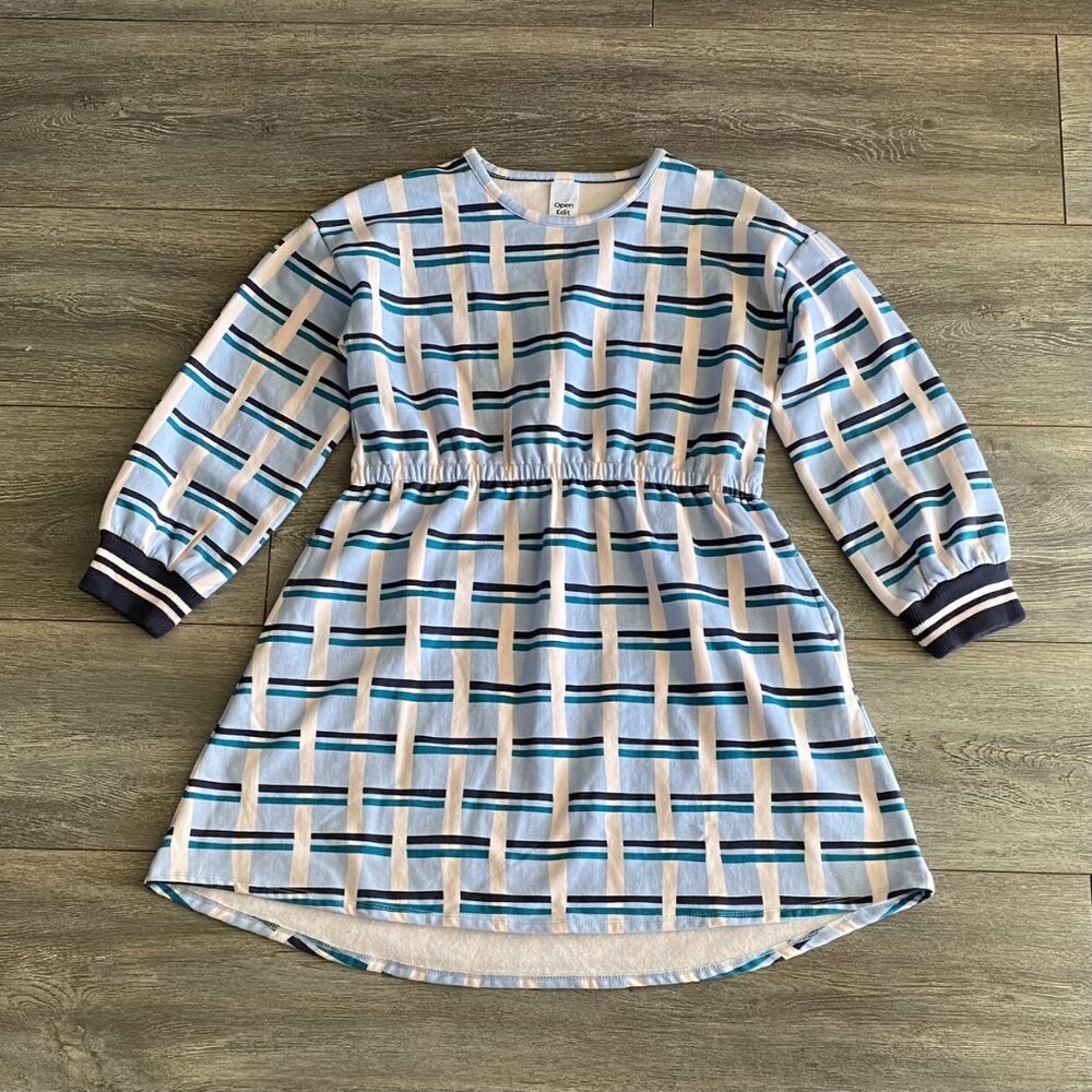 Open Edit Plaid Sweatshirt Dress